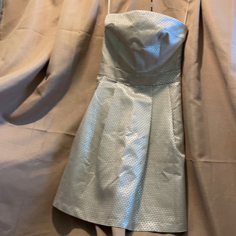 (NEVER WORN) French strapless glimmery dress